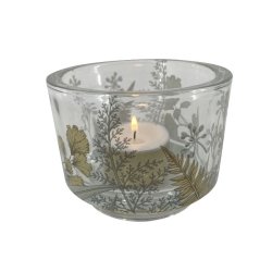 Fyrfadsglas med guld motiv